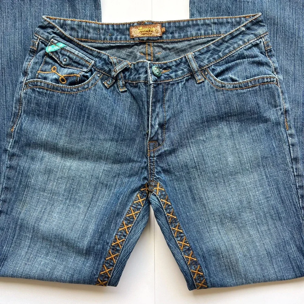 Luxurie Western Embellished Jeans with Turquoise Buttons